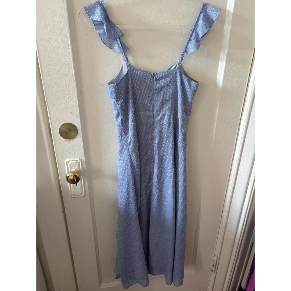 Cistar New York Baby Blue Tank Dress Ruffles Open Slits Size Small - Picture 6 of 8